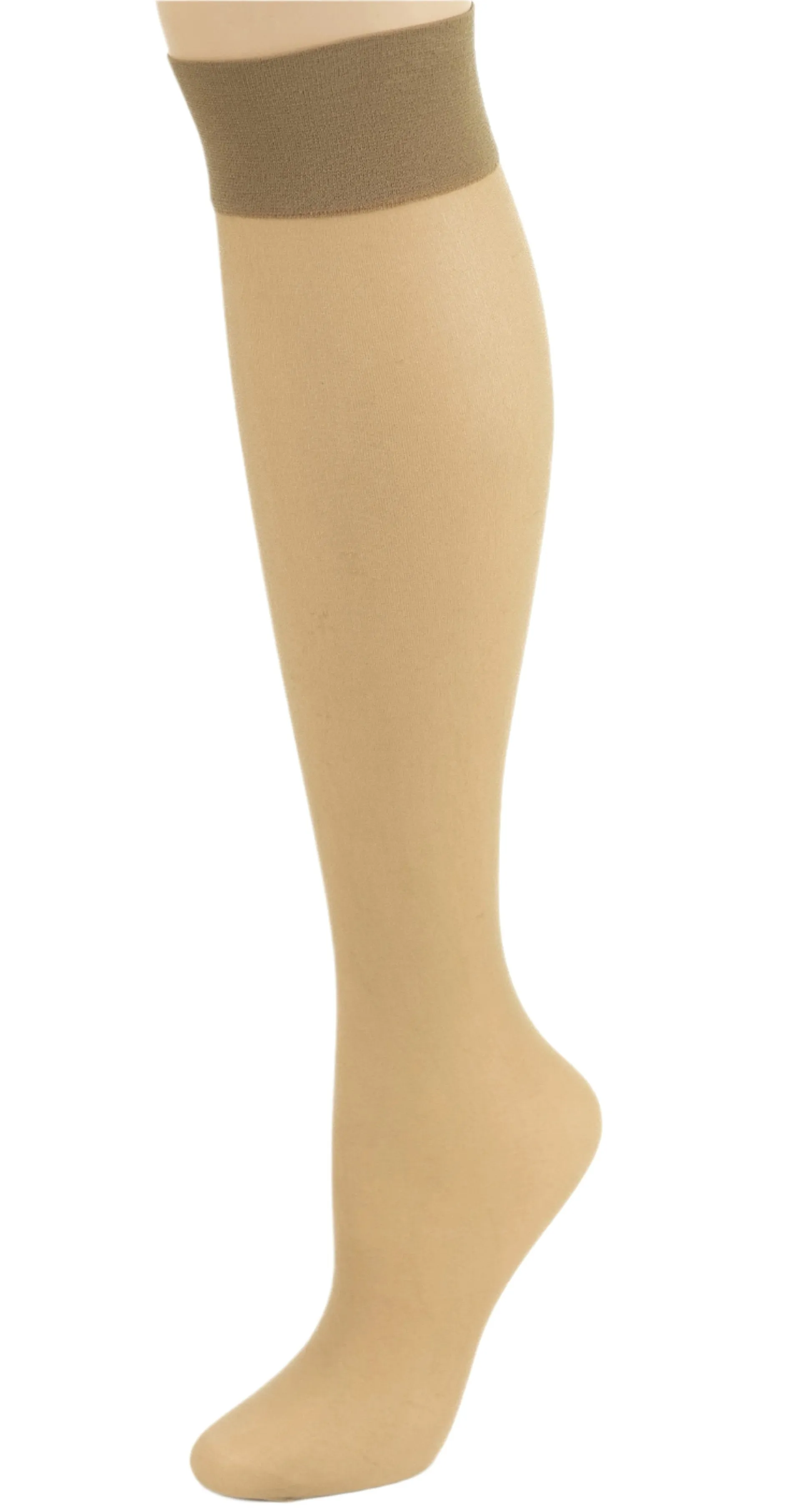 Women's Queen Size Stay-Up Nylon Knee Highs Comfort Hosiery with Reinforced Toe