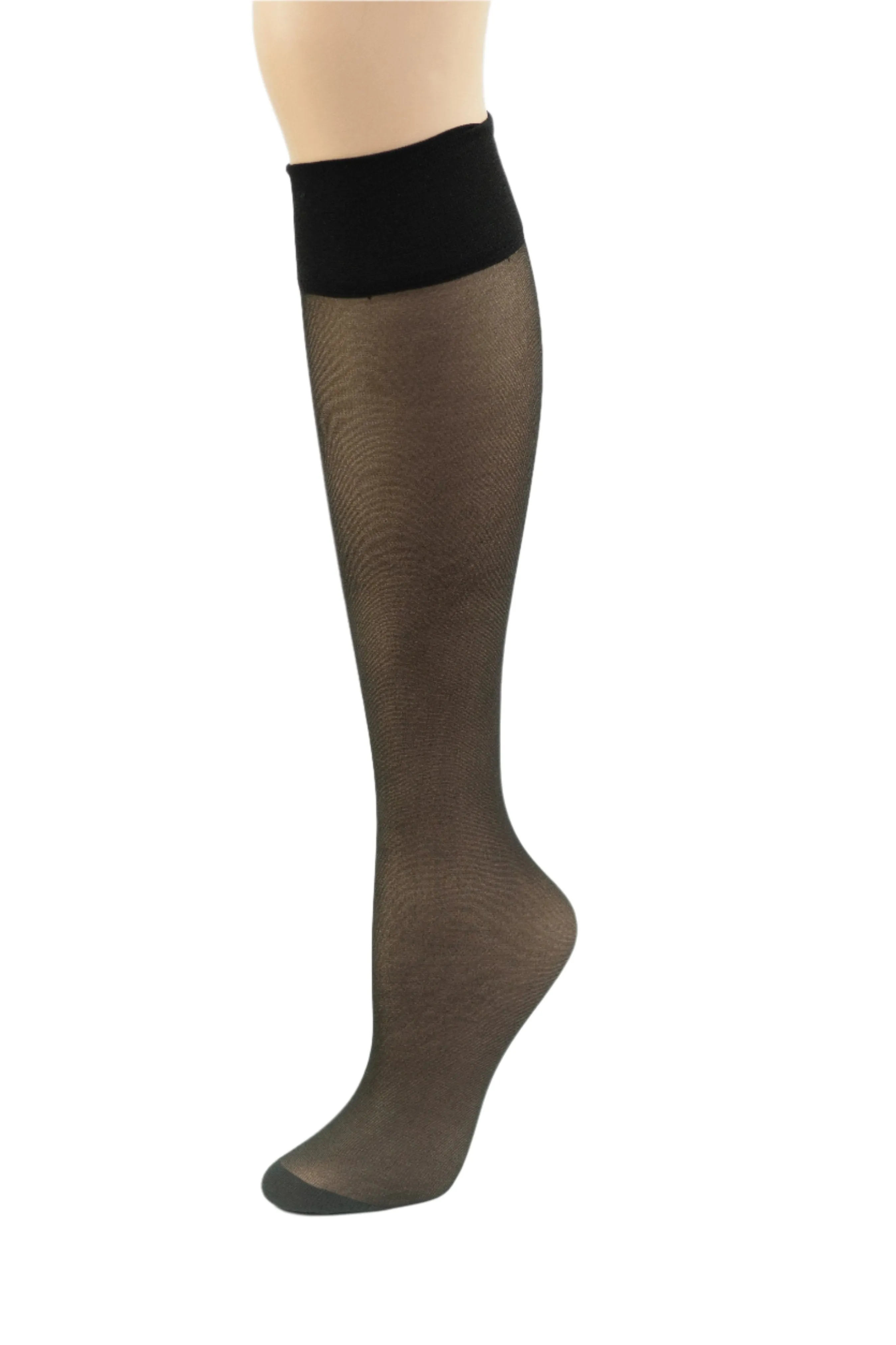 Women's Queen Size Stay-Up Nylon Knee Highs Comfort Hosiery with Reinforced Toe