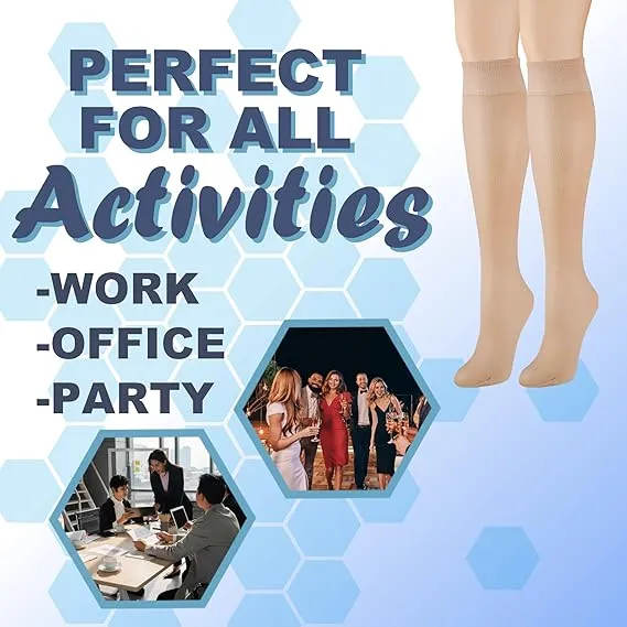 Women's Queen Size Stay-Up Nylon Knee Highs Comfort Hosiery with Reinforced Toe