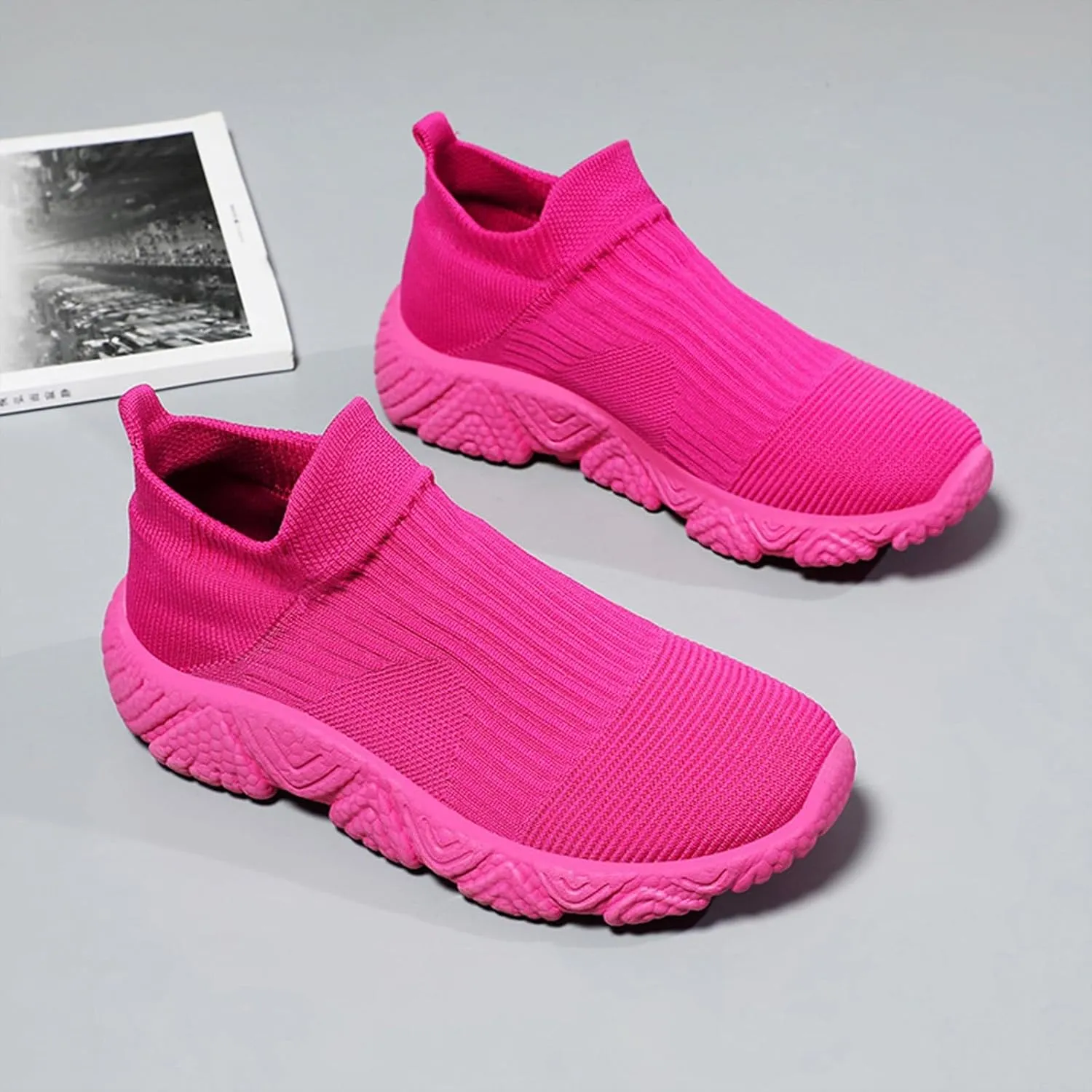 ZSpzx Sneakers for Women Air Cushioned Padded Insole Slip on Walking Casual Shoes Arch Support Orthopedic Breathable Workout Shoe Arch Support Jogging Tennis Sneaker for Gym Travel Daily Wear
