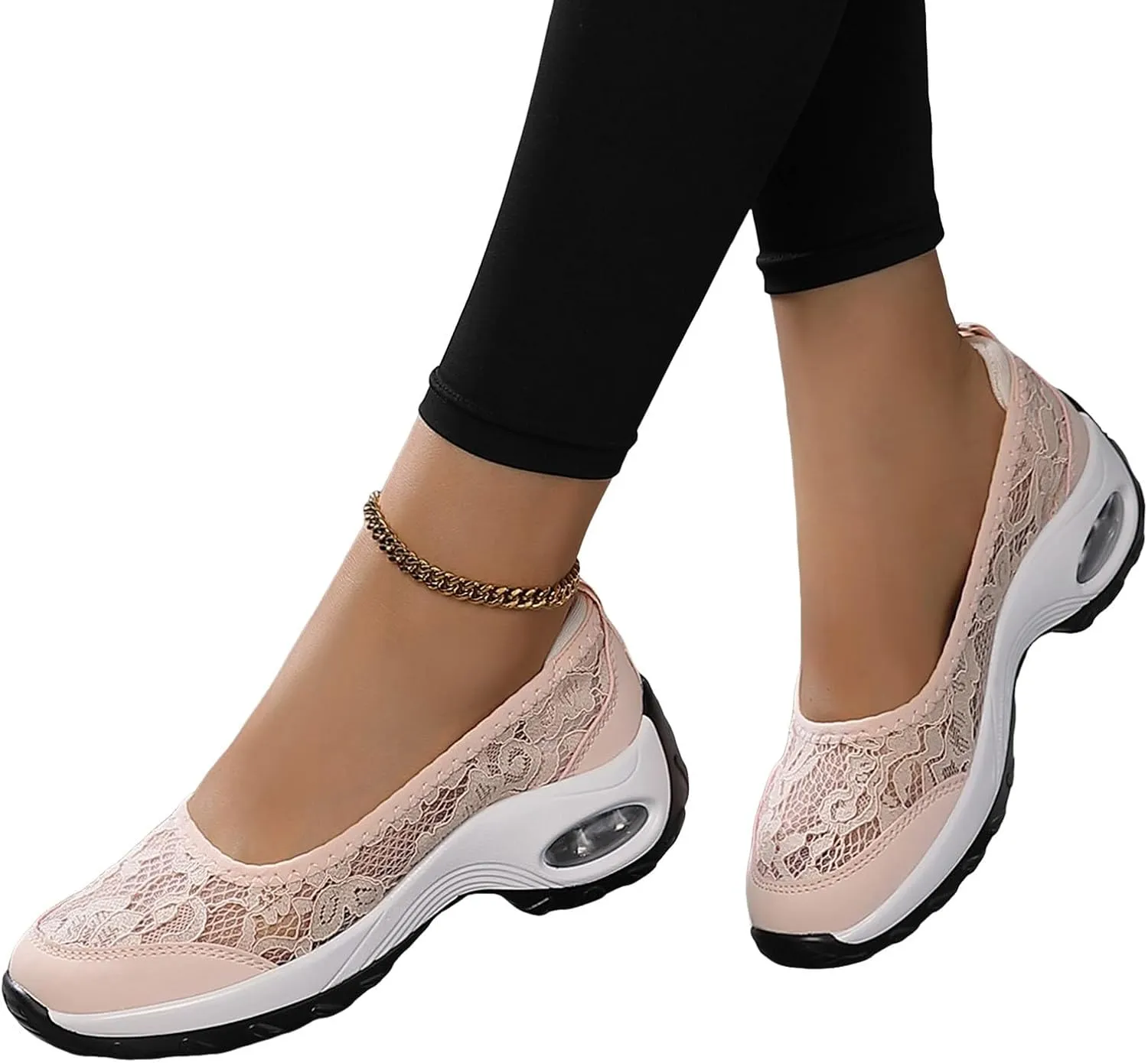 ZSpzx Women's Fashion Sneakers Orthopedic Backless Solid Color Running Platform Shoes Mesh Breathable Casual Arch Support Walking Wedge Shoe Jogging Tennis Sneaker Slip On Comfy Footwear