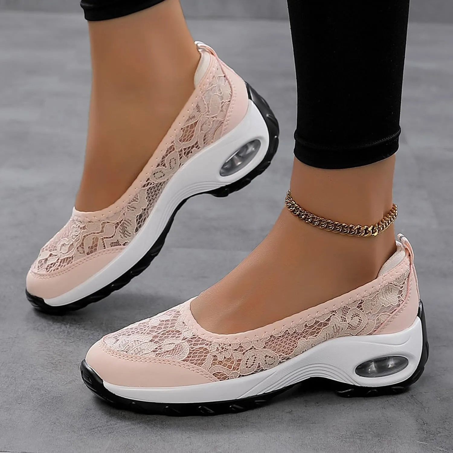ZSpzx Women's Fashion Sneakers Orthopedic Backless Solid Color Running Platform Shoes Mesh Breathable Casual Arch Support Walking Wedge Shoe Jogging Tennis Sneaker Slip On Comfy Footwear
